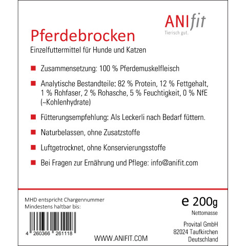 Dog Snacks Horse-Chunks (Pferdebrocken) 200g 1 Piece -3- Anifit